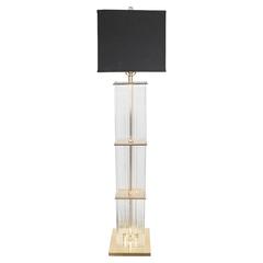 Vintage Mid-Century Brass and Glass Rod Floor Lamp by Sciolari for Lightolier