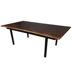 Mid-Century Extendable Parabolic Dining Table in Burled Walnut by Harold Schwatz