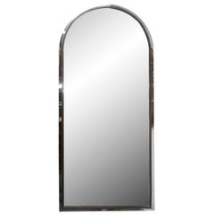 Polished Steel and Brass Arched Shaped Mirror