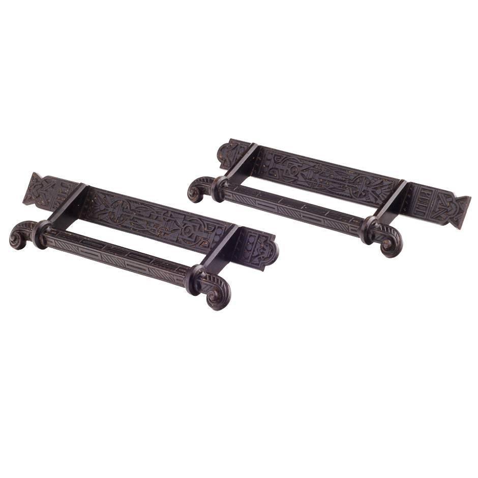 Dr C Dresser, Kenrick A Pair of Aesthetic Movement Cast Iron Torii Style Handles For Sale