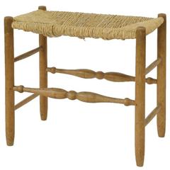 Excellent Little Arts and Crafts Rush Seat Stool by G Russell