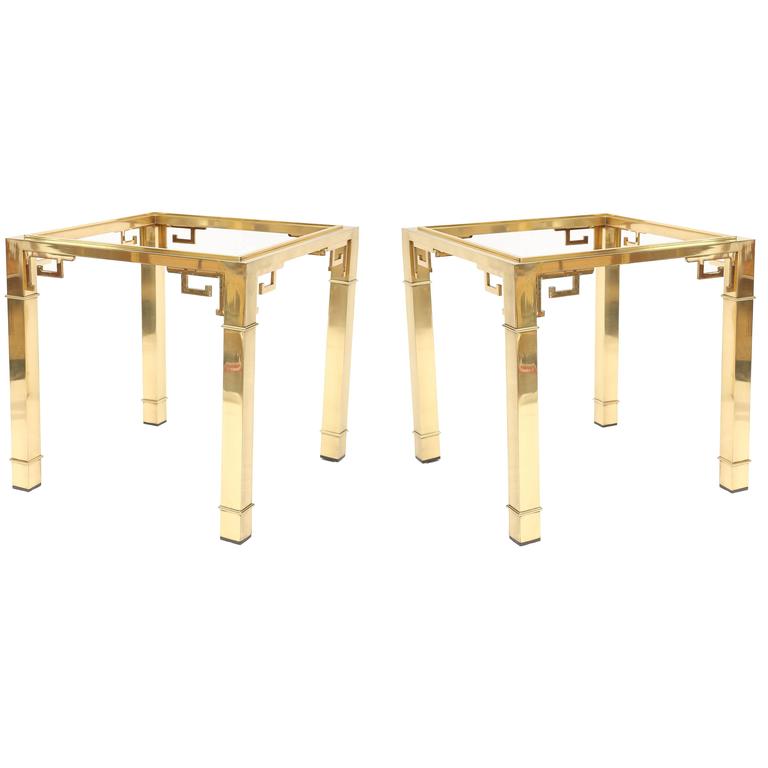 Pair of Mastercraft Side Tables with Greek Key Detail For Sale at 1stDibs