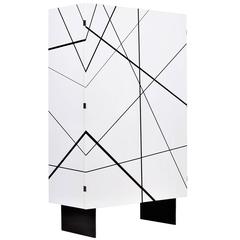 Ray Cabinet in Gloss White Lacquer and Ebony Inlay by Newell Design Studio