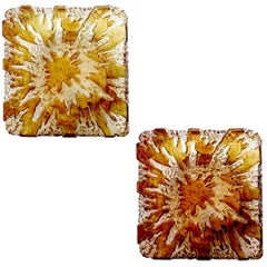 Pair of Limburg Square Glass Sconces, 1960s Modernist Vintage Wall Lights