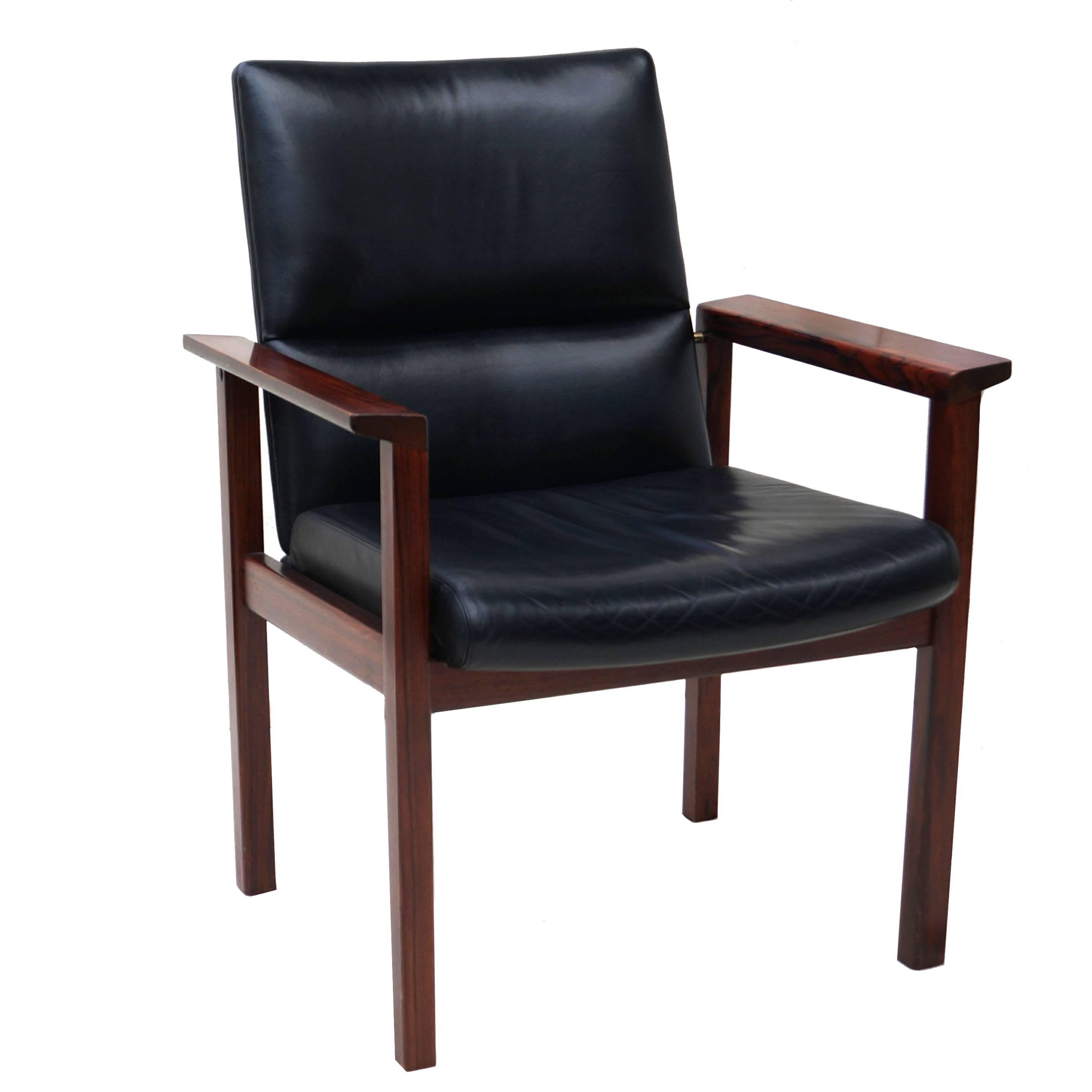 Mid-Century Danish Modern Rosewood Desk Office Side Chair Armchair 