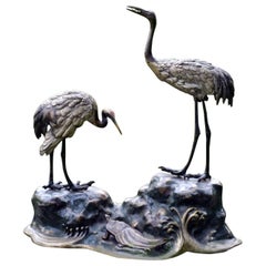 Bronze Sculpture of Japanese Cranes