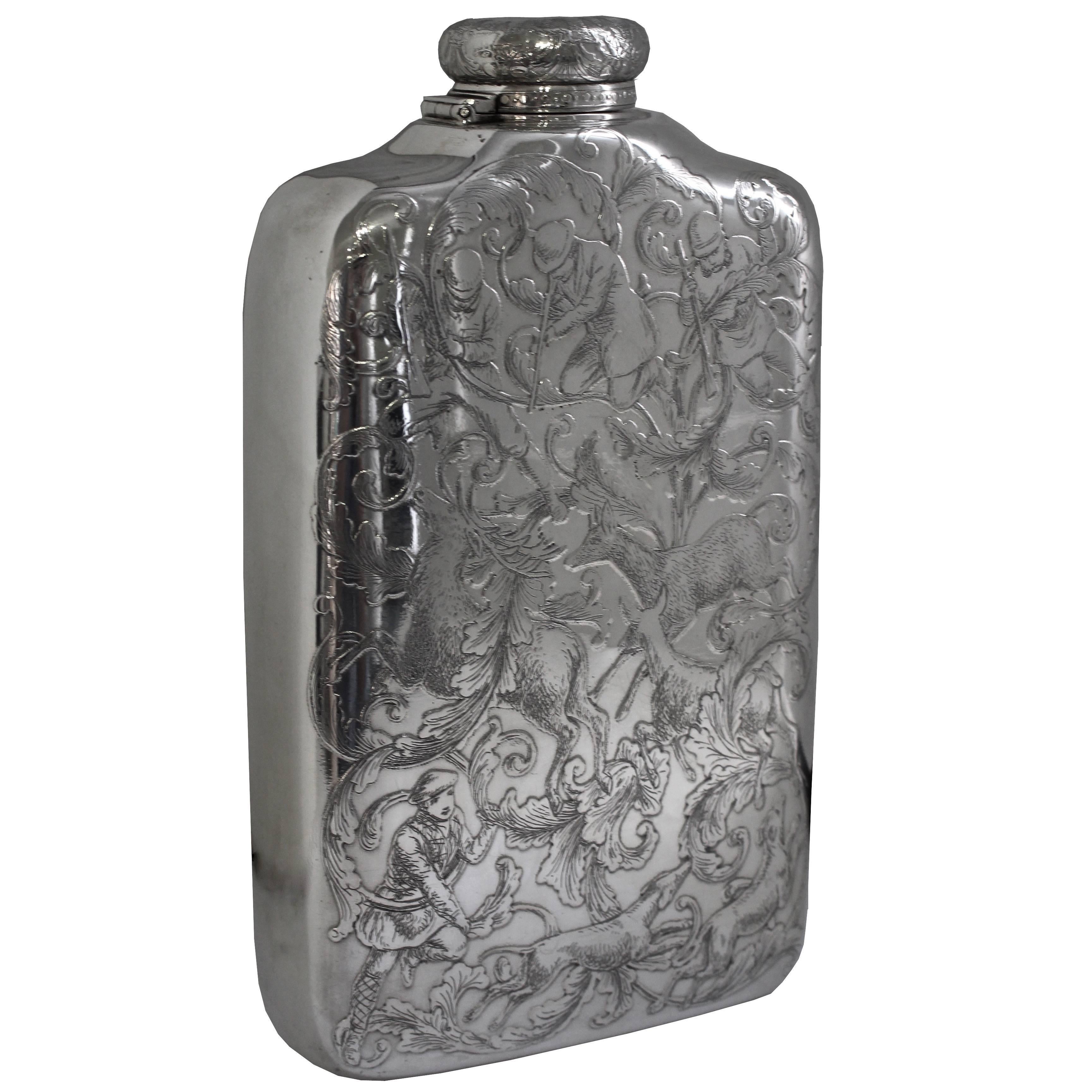 Large Silver Spirit Flask by Tiffany & Co., circa 1880