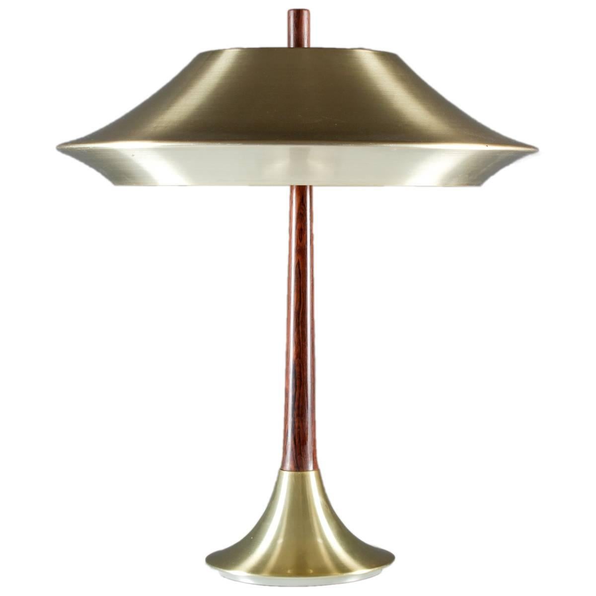 Danish Table Lamp in Rosewood and Metal by Fog & Mørup