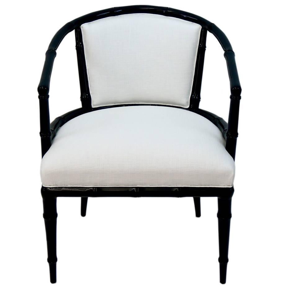 Vintage Hollywood Regency Bamboo Lacquered Armchair