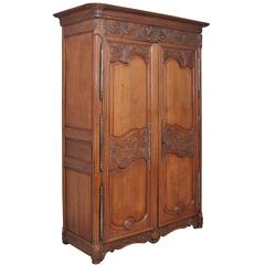 Early 19th Century French Carved Oak Marriage Armoire