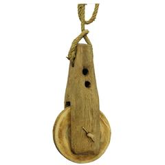 Great Rustic Black Forest Wooden Pulley with Rope 10