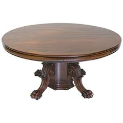 60" Round American Empire Center-Pedestal Dining Table with Extension Leaves