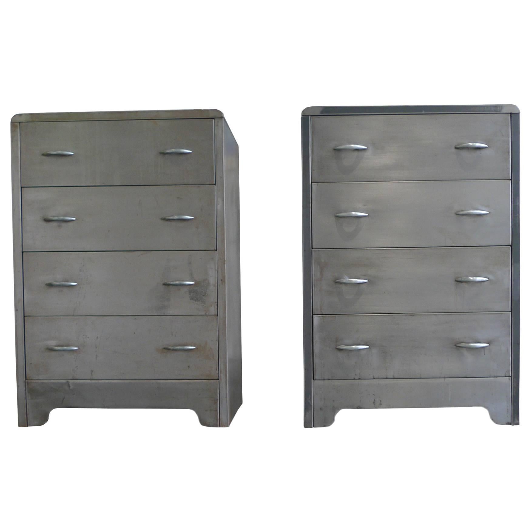 Polished Steel Chest of Drawers in the Style of Norman Bel Geddes