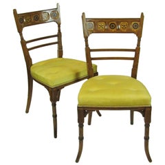 Pair of 19th Century Carved and Inlaid Side Chairs