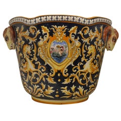 Antique European Hand-Painted Ceramic Bowl