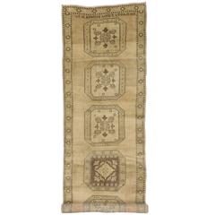 Vintage Turkish Oushak Carpet Runner with Muted Colors and Modern Style 5