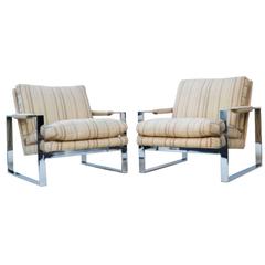 Pair of Milo Baughman Thayer Coggin Flat Bar Lounge Chairs 2