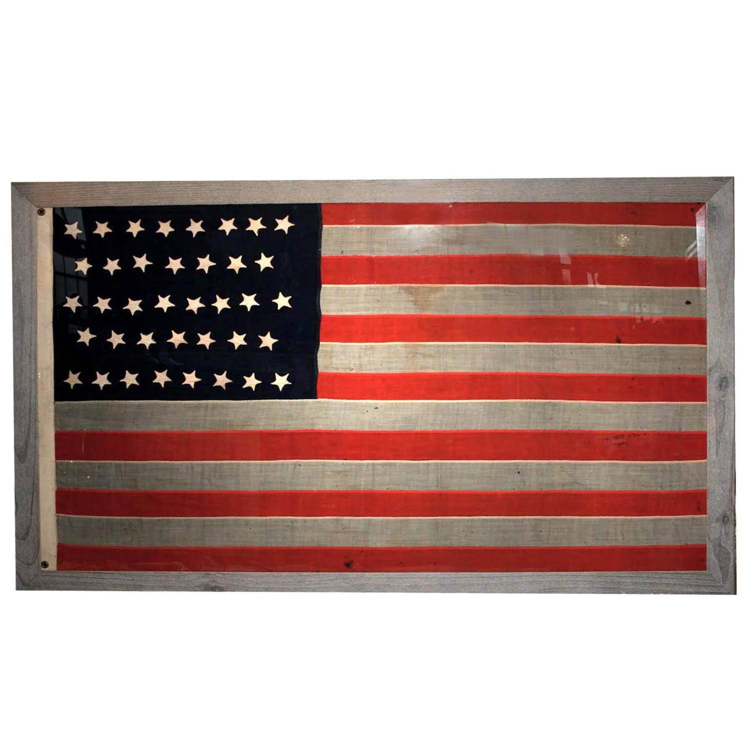 Antique 38 Star American Flag For Sale at 1stdibs