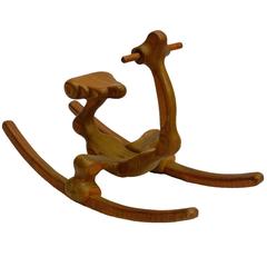 1970s Carved Sculpture Rocking Horse by Denis Cospen Mid-Century Sculptor 9