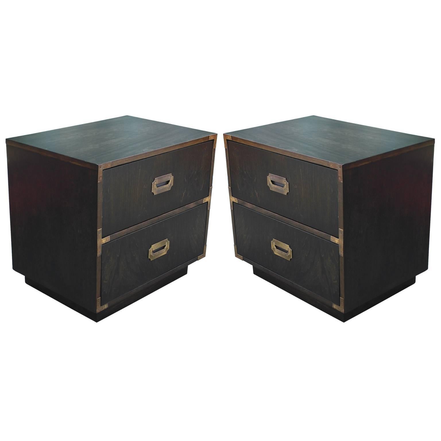 Fabulous Pair of Campaign Style Night Stands or Chests