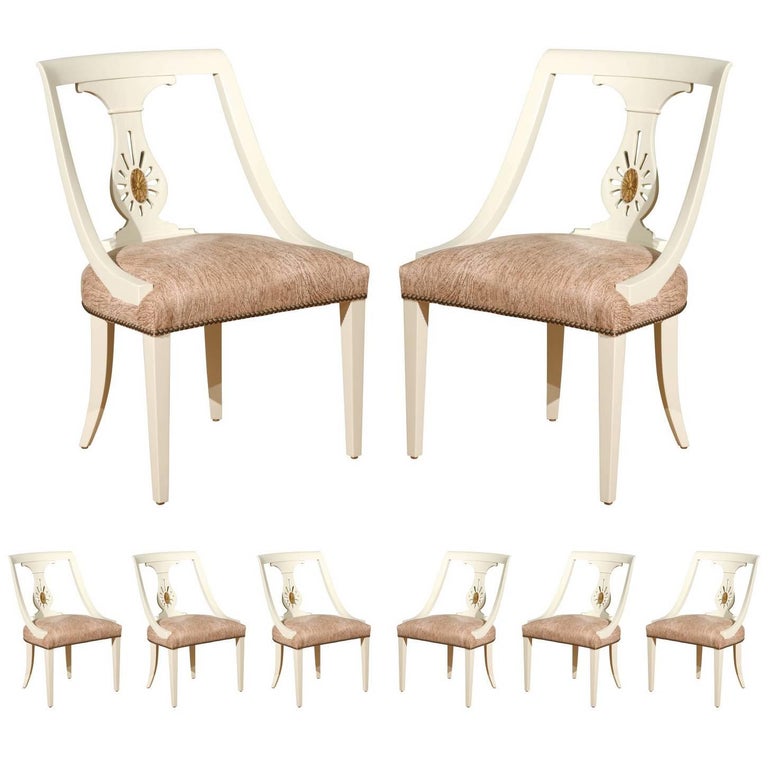 Rare Restored Set of Eight Dining Chairs by Renzo Rutili, circa 1960 For Sale