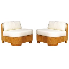 Exemplary Pair of Restored Large-Scale Bamboo Slipper Loungers, circa 1975