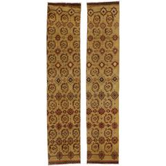 Pair of Vintage Turkish Oushak Carpet Runners with Traditional Style 5