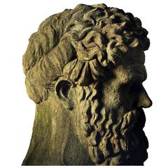 Carved classical marble bust of Hercules, late 18th-Early 19th century
