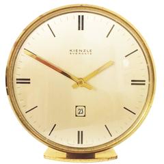 Brass Mid-Century "Everdate" Table Clock by Kienzle 3
