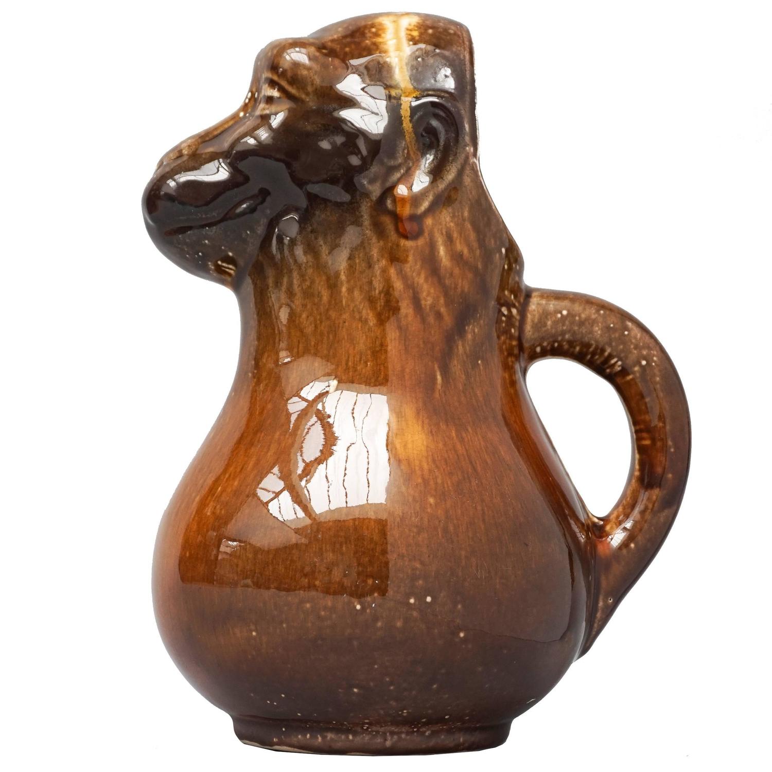 French Majolica Monkey Water Pitcher or Jug For Sale at 1stdibs