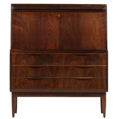 Beautiful 1960s Erling Torvits Secretary Rosewood and Brass Mid-Century Desk