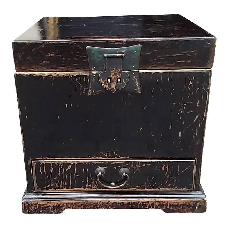 Incredible 19th or 20th Century Black Lacquered Asian Scroll Box