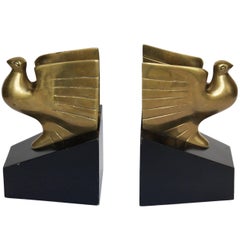 Vintage American Art Deco Pigeon Bookends, 1930s