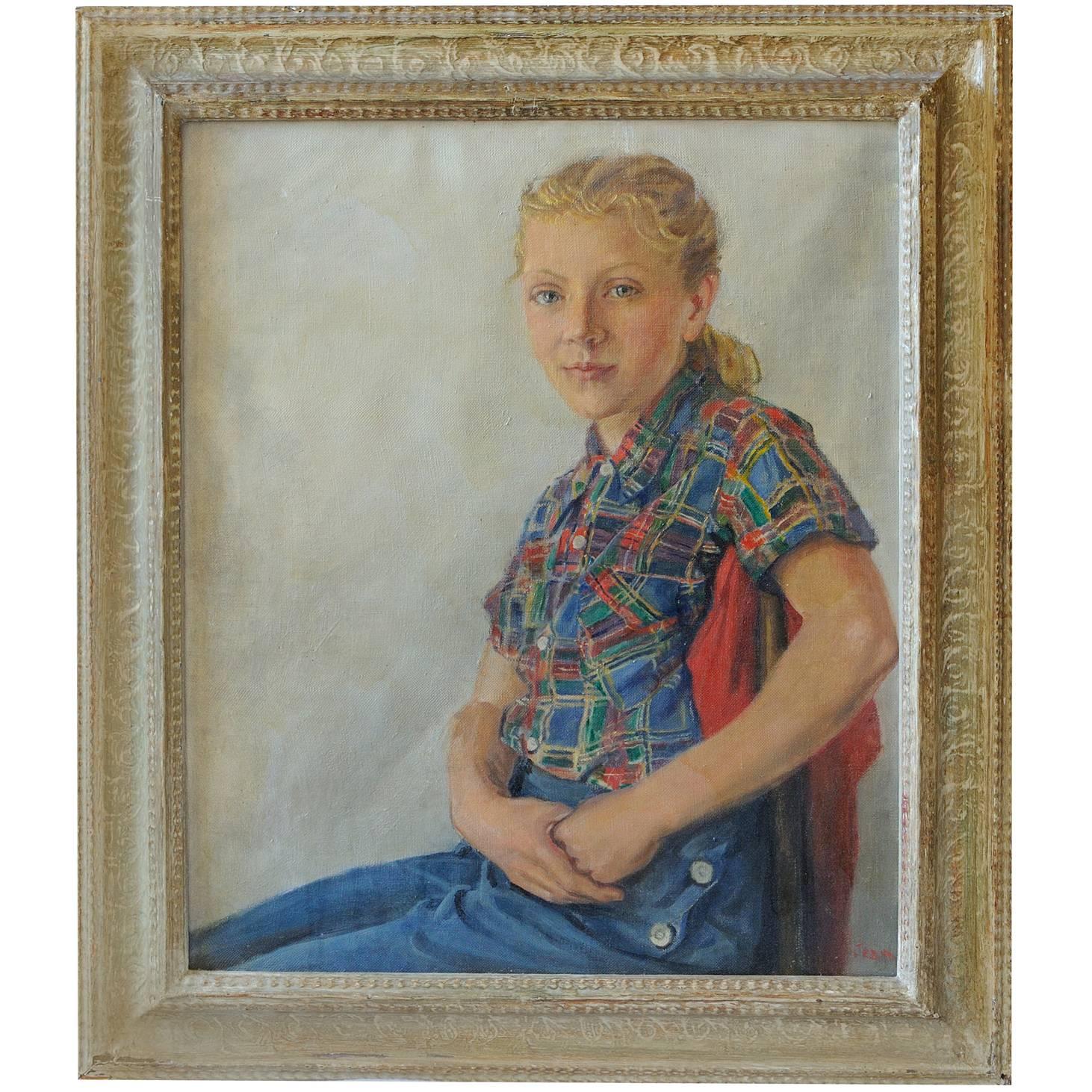 Portrait of a Young Girl, by Artist Jean Winifred Inglis For Sale