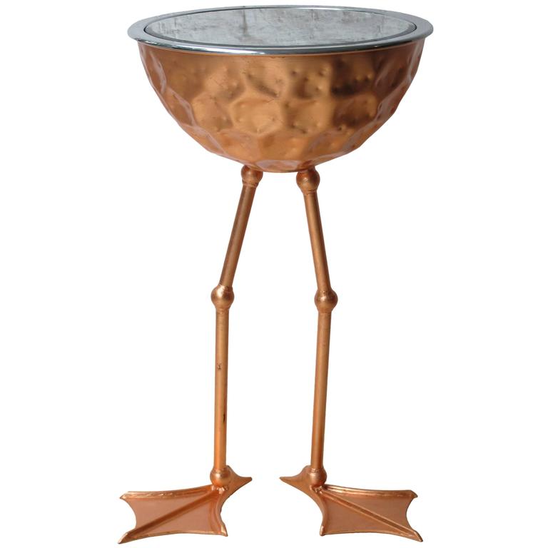 ‘Flamingo’ Ice Bucket Side Table in Copper Leaf by Johntomjoe at 1stDibs