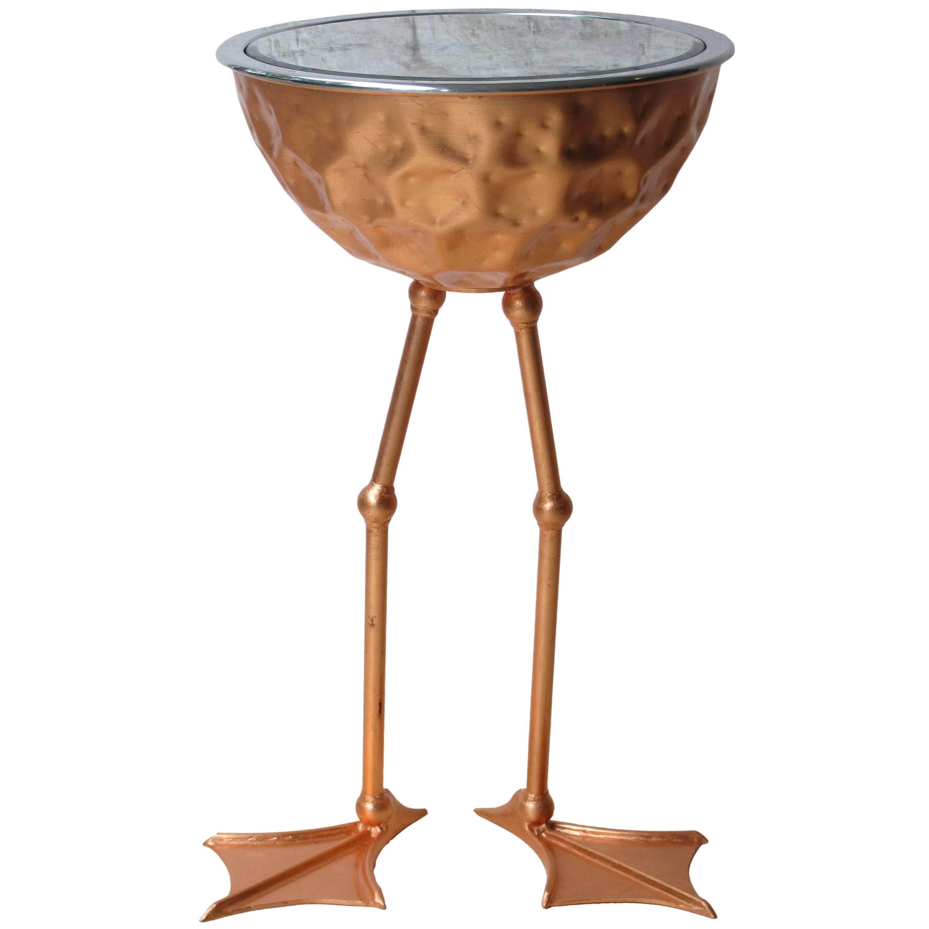 ‘Flamingo’ Ice Bucket Side Table in Copper Leaf by Johntomjoe