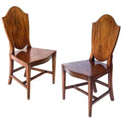 Pair of Antique 18th Century English Georgian Mahogany Country House Hall Chairs
