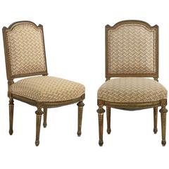 Pair of French Louis XVI Style Antique Side Chairs, 19th Century