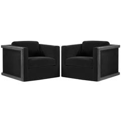 Milo Baughman for Thayer Coggin Lounge Chairs in Black Mohair
