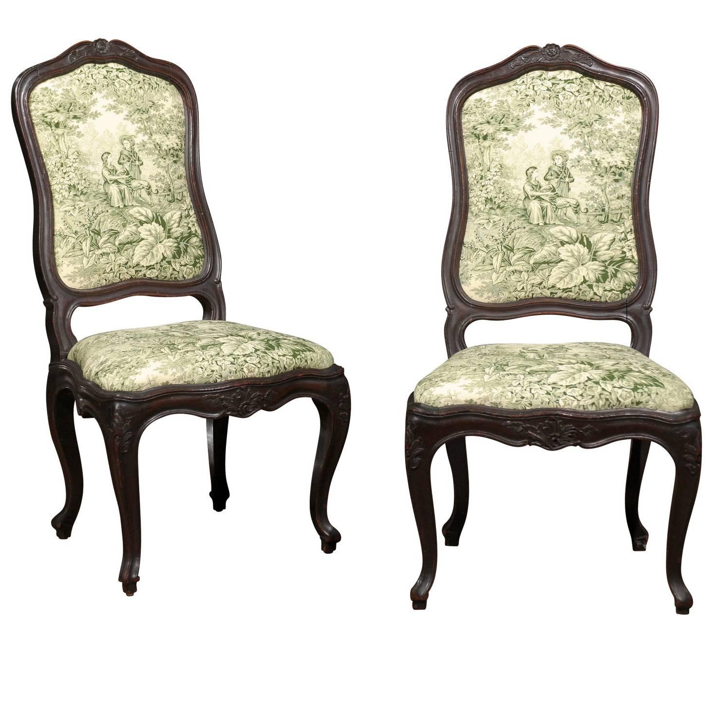 Pair of Louis XV Side Chairs of Oak