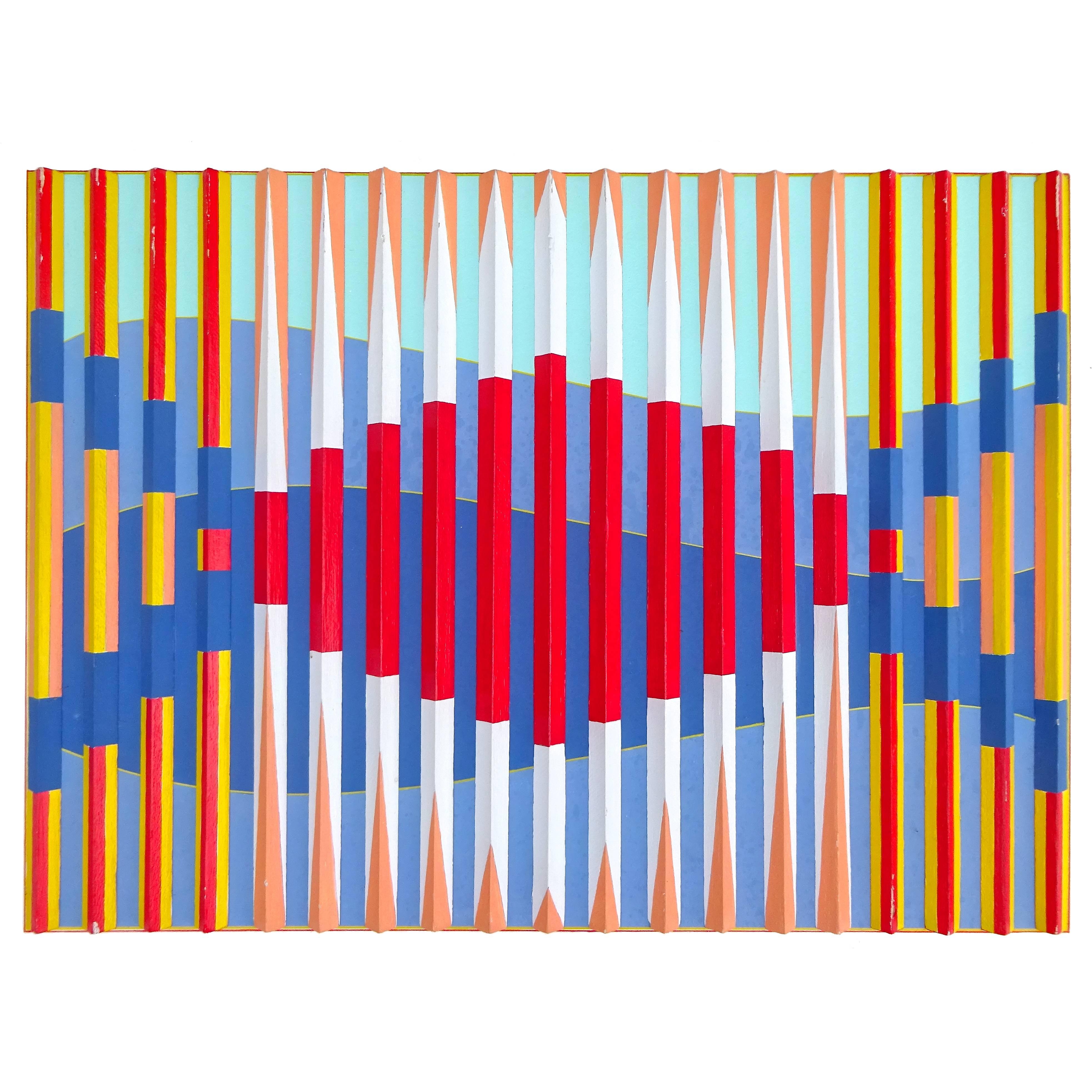 Graphic Martin Houk Three Dimensional Abstract Painting, 1978 For Sale