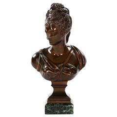 sculpture en bronze du 19ème siècle "Buste de Diane de Poitiers"