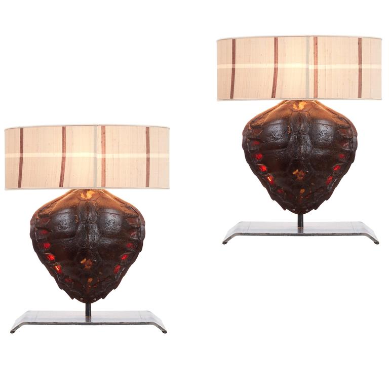 Pair Of Genuine Tortoiseshell Table Lamps On Custom Made Stands For Pair Of Genuine Tortoiseshell Table Lamps On Custom Made Stands For
