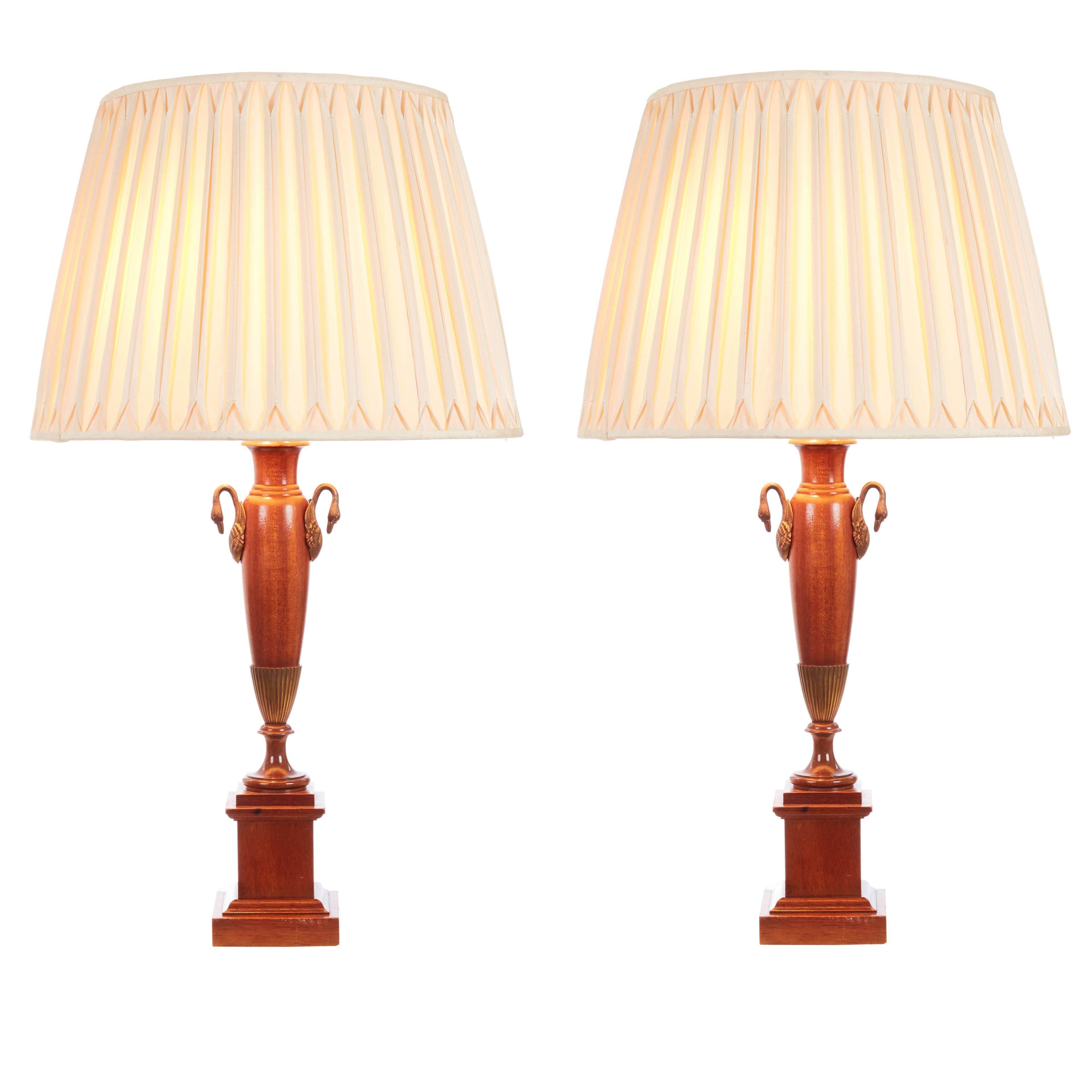 Pair of English Classical Greek Empire Revival Table Lamps For Sale