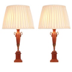 Pair of English Classical Greek Empire Revival Table Lamps