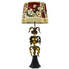 Vintage Italian Tole Gilt Hollywood Regency Table Lamp