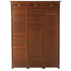 French Roll Top Cabinet, circa 1910 Having Three Vertical Tambour Doors 11