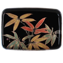 Japanese Black Lacquer Tray with Gold and Silver Maki-e, 20th Century