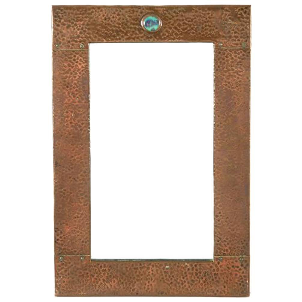 Arts and Crafts Copper and 'Ruskin' Plaque Mirror, Attributed to Liberty and Co
