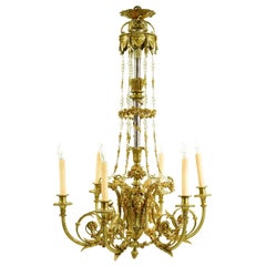 French 19th Century Louis XV Style Gilt Bronze Chandelier After Pierre Gouthiere